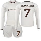 BOSSETY Trikot für Kinder und Erwachsene Al NASSR FC No.7 Fußball Trikot Heim/Auswärtstrikot Fussball Trikots Football Jersey Langarm Fußballtrikot Kinder, Shorts Fussball Set für Junge Herren Anzug