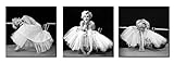 time4art Marilyn Monroe Ballerina Schwarz Weiß Loft Print Canvas 3 Bild 3 x 40x40cm Leinw
