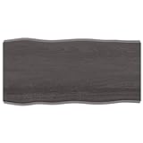 Hovothy Tischplatte 100x50x6 cm Tischplatte-Holz Gartentischplatte Echtholz Arbeitsplatte Massivholzplatte Ersatztischplatte für Tisch Esstisch Couchtisch Massives Eichenholz mit dunkler Ob