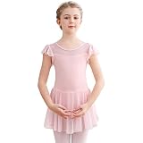 Aiseyi Ballettkleidung Mädchen Ballettkleid Kurzarm Ballett Trikot Baumwolle Ballett Tutu Ballettanzug Balettkleider Tanzkleid R