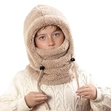 Kinder Winter Thermo Fleece Sturmhaube 4-12 Jahre, Multifunktionale Winddichte Verstellbare Gesichtsmaske Skimaske, Warme Mütze Sturmmaske Halswärmer Schal für Jungen Mädchen Outdoor-Aktivitäten M