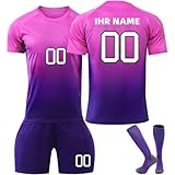 Personalisierte Fußball Trikot Kinder und Männer 24/25Junge Hause/Auswärts Fußball-Trainingsset,Personalisierung Namen & Nummer mit T-Shirt Shorts und Socken Fußballgeschenke für Jug