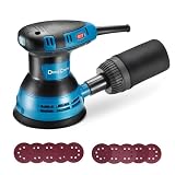 DongCheng Exzenterschleifer 300W, 125mm Schleifmaschine, 6 Geschwindigkeiten, 4,000-12,000 U/min mit Staubfangbehälter und 10 Schleifpapier, ideal für Holzbearbeitungsprojekte und Heimwerkerarb