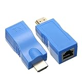 E-T HDMI Extender Lan RJ45 Buchse Adapter Cat 5e/6 Netzwerk Ethernet HDMI  RJ45 Netzwerk-Verlängerungskonverter Repeater 1080p bis zu 30 m Extender, Sender und Empfäng