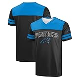 FOCO NFL Herren-Fußballtrikot, offizielles Lizenzprodukt, Team-Farbe, Wortmark, Game Day, V-Ausschnitt, Carolina Panthers – Schwarz, M