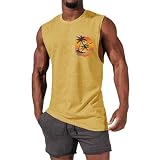 Printed Tank Top Herren Ärmelloses Sport Muskelshirt Fitness Gym Training Unterhemd Baumwolle Atmungsaktive Bodybuilding Shirt Gym Funktionsunterhemd Loose Sportunterhemd Unterhemd Herren Lang