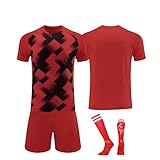 Personalisiert Fußball Trikot für Kinder, Fußball Training Skleidung für Herren/Jungen, Team-Trikot Kinder Set mit Fussballtrikot Shorts Sock