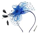 Damen Fascinator Hut Blume Mesh Federn Clip Kopfschmuck Haarschmuck für Party Kirche Hochzeit Cocktail Jockey Club