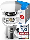 FEINER® Universal Waschbecken Ablaufgarnitur – Passend für Waschbecken & Waschtische mit und ohne Überlauf, Stöpsel herausziehbar mit Haarfänger, inklusive GRATIS Ersatzdichtungen & Einbauanleitung