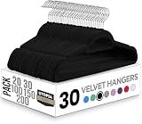 Utopia Home -Premium-Antirutsch-Kleiderbügel aus Samt - rutschfeste und strapazierfähige Kleiderbügel aus Samt mit Krawattenhalter - Stark genug, Jacken und Pullover zu halten (Schwarz, 30er-Pack)