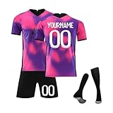 Personalisiertes Fußball Trikots Set 25 26 Hause Auswärts Fußballtrikot Strips Fussball Trainingsanzug Kits Junge Soccer Training Tops Shorts Socken Anzug mit Personalisierung Name Nummer 09