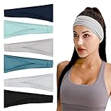 Flintronic 6 Stück Stirnbänder für Damen，Sport, Elastisch Haarbänder für Yoga Workout Laufen Make-up F