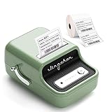 MokerLink 50mm Etikettendrucker B21 mit Band, drahtloser Bluetooth-tragbarer Aufkleber-Hersteller, kompatibler iOS&Android App, für universelle Barcode-Adress-Textetiketten (grün)