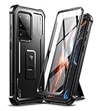 Dexnor Hülle Kompatibel mit Samsung Galaxy S20 Ultra mit eingebautem Displayschutz Militärschutz Rüstung Heavy Duty 360 Ganzkörper Stoßfeste Stoßstangenschutz Abdeckung mit Ständer-Schw