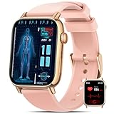BANLVS Smartwatch Damen mit Telefonfunktion, 1.83' Diamant Armbanduhr, Smart Watch mit Menstruationszyklus, SpO2, Pulsuhr, Schlafmonitor, 145+ Sportmodi Sportuhr Android iOS Roségold Geschenk D