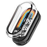 Schutzhülle für Xiaomi Smart Band 9 Hülle, Harter PC Case Cover mit Glas Schutzfolie Displayschutz, Anti-Kratz Anti-Staub Schutz Gehäuse für Xiaomi Mi Band 9 (Transparent)