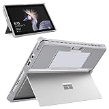 MoKo Hülle Kompatibel mit Microsoft Surface Pro 7 Plus 2021/Surface Pro 7 2019/Pro 6/Pro 2017/Pro 5/4/LTE, All In One Schutzhülle Stifthalter Handschlaufe Kompatibel mit Typ Cover Tastatur, Silberg