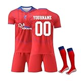 Generisch PSG 2025/2026 Fußball Trikot Personalisiert mit Eigenem Namen Nummer für Herren Kinder, Paris Fussballtrikots Shorts Socken Trainingsanzug Sets Für Fußball F