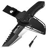 TIVOLI Tanto Messer mit Kydex Holster,Premium Survival Messer,Bushcraft Messer aus einem Stahlkern,9.5cm Jagdmesser für Outdoor, Camping & S