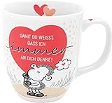 Sheepworld Tasse mit Motiv 'Damit du weißt, dass ich immer an dich denke' | Tasse mit Spruch, Porzellan, 40 cl | Geschenk | 47865