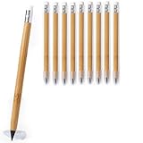 noTrash2003 Tintenloser Bleistift aus Bambus mit Graphitspitze und Radiergummi Ewiger Bleistift ohne Anspitzen im 10er Set Langlebig und Nachhaltig