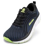 FitVille Extra Weite Laufschuhe Herren Joggingschuhe Sportschuhe Leichte Barfußschuhe Sneaker Atmungsaktive Turnschuhe Bequeme Walkingschuhe,Schwarz,Dunkelblau mit Schwarz,44 EU,X-W