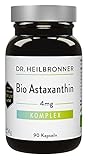 Dr. Heilbronner Bio Astaxanthin 4mg Kapseln in der Glasflasche I Antioxidantien aus der Vitalalge Haematococcus Pluvialis I Premium Supplements Carotinoide Kapseln vegan g