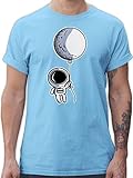 T-Shirt Herren - Nerd Geschenke - Astronaut mit Luftballon - XL - Hellblau - Luftballons t Shirts nerdige Gamer Shirt Geek Tshirt männer Nerds nerdgeschenk zocker geekshirt Geeks Astronauten - L190