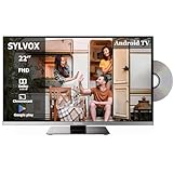 SYLVOX 22 Zoll Smart TV für Wohnmobile|DVD Play Eingebaut|Google Play|Chromecast| |HBBTV|DC 12V Android 11 Fernseher | 1080P| ATV DTV| Äußerst schmale Lünette| Ideal für Wohnmobile W