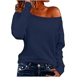 Shirts Damen Einfarbig Carmen-Ausschnitt Langarmshirt Bluse Oberteile mit und Frauen Reguläre Schnittform Tops Shirt Kleidung für Urlaub Reisen Alltag F