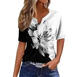 Italienische Mode T Shirt Damen Halbarm Pulli Kurzarm Bluse Oversized Cotton Pullover Rippshirt Grau XL