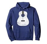 Akustikgitarre in Weiß mit Splatter Effekt, Musik Geschenk Pullover H