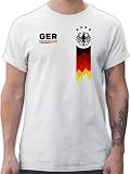 T-Shirt Herren - Fußball EM WM - Deutschland Trikot | GER Fanartikel mit Deutschland Flagge - M - Weiß - Fussball 2024 Shirt Europameisterschaft Tshirt männer Europa Euro Shirts europ