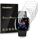 ivoler 6 Stück Schutzfolie Displayschutzfolie für Fitbit Versa 4 / Fitbit Versa 3 / Fitbit Sense 2 / Fitbit Sense, 3D Vollständige Abdeckung [Wet Applied] [Anti-Kratz] [Blasenfrei] HD TPU Weich F