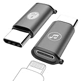 Lightning-Buchse auf USB-C-Stecker-Adapter für iPhone 15/Plus/Pro/Pro Max, 2 Stück, Typ-C-Ladeanschluss [unterstützt PD-Schnellladung und Datenübertragung] für iPad Pro Air/Samsung Galaxy (nicht fü