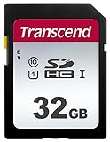 Transcend Highspeed 32GB SDHC Speicherkarte (für Digitalkameras / Photo Box / alltägliche Aufnahmen & Videos / Autoradio) Class 10, UHS-I U1 TS32GSDC300S