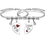 Schwester-Armband, Geschenk mit Anhänger, Schlangenarmband für 2 Schwestern, Bithday Weihnachten, Large,