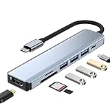 Retoo USB Hub 7in1 Port PD100W, 3 USB A Datenports, Power Delivery, 4K HDMI, SD Kartenleser, Plug&Play, USB C Dock Adapter, USB C Docking Station, Multiportadapter, Mehrfachstecker USB Sp