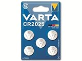 VARTA Batterien Knopfzellen CR2025, 5 Stück, Power on Demand, Lithium Coin, 3V, kindersichere Verpackung, für elektronische Kleingeräte - Autoschlüssel, Fernbedienungen, Waag