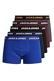 Herren Jack & Jones Set 5er Pack Trunks Boxershorts Stretch Unterhose Basic Jersey Unterwäsche, Farben:Schwarz-Navy-Grau, Größe:L