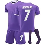 C7 Fußball Trikot, Hause/Auswärts Fußball Trikot Shorts Socken für Kinder/Erwachsener, Nr.7 Fussball Jersey Trainingsanzug Jungen H