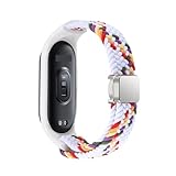 NDJQY Geflochtenes Riemen für Xiaomi Mi Band 8 Elastic Nylon Solo Loop Verstellbares Uhrenband Magnetische Schnallenarmband für Miband 8 NFC Watchbands(White rainbow,For Miband 7 6 5 4 3)