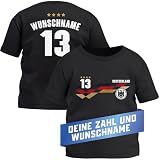 MoonWorks® Baby T-Shirt Fussball Trikot mit Name und Wunschzahl Deutschland EM 2024 personalisierbares Fanshirt Junge/Mädchen schwarz 68/74 (4-9 Monate)