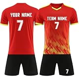 RIZUNTO Personifizieren Fußball Trikot Kinder Erwachsene Hemd & Kurze Fussball Trikot Set mit Nummer Name Team Logo,Personalisierte Geschenke,R