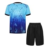 Jugaoge Sport Bekleidungsset für Jungen - Fußball Trikot Set mit Shorts, atmungsaktiv und hautfreundlich Trainingsanzug Kurz Shorty Jogginganzug Sportswear Hellblau 110-116