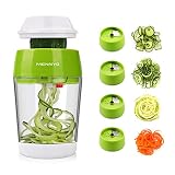 MENNYO Spiralschneider Gemüse mit Behälter, 4 in 1 Gemüseschneider Spaghetti Gemüsehobel,Spirallschneider Spiralenschneider für Gemüsespaghetti, Zucchini, Karotten,Kartoffeln, Möhren, Zwieb
