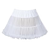 Boolavard 18' 50s Retro Underskirt Swing-Klassiker Mini Petticoat Fancy Net Tulle Unterrock Rocke Rockabilly Tutu Schwarz, Rosa, Weiß, Blau, Rot (Weiß, L-XL (EU 42-50))