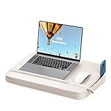 SAIJI Laptop-Schreibtisch – Computer-Schoß-Schreibtisch mit Kissen, passend für Laptops mit Einer Bildschirmdiagonale von bis zu 43,2 cm (17 Zoll), mit Aufbewahrungsfunktion (54,3 x 32,6 cm, beige)