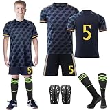 Wirhaut Fußballtrikots für Kinder Neue Saison Hause/Auswärts Fußball Trikots Shorts Socken Set für Kinder Nr.7 /Nr.5 Trikot, Fussball Jersey Trainingsanzug für Kinder Jung