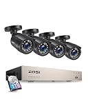 ZOSI 1080p Außen Video Überwachungskamera Set mit Kabel, 8CH DVR Recorder mit 1TB Festplatte und 4 Outdoor 2MP Sicherheitskamera System, Bewegungserkennung